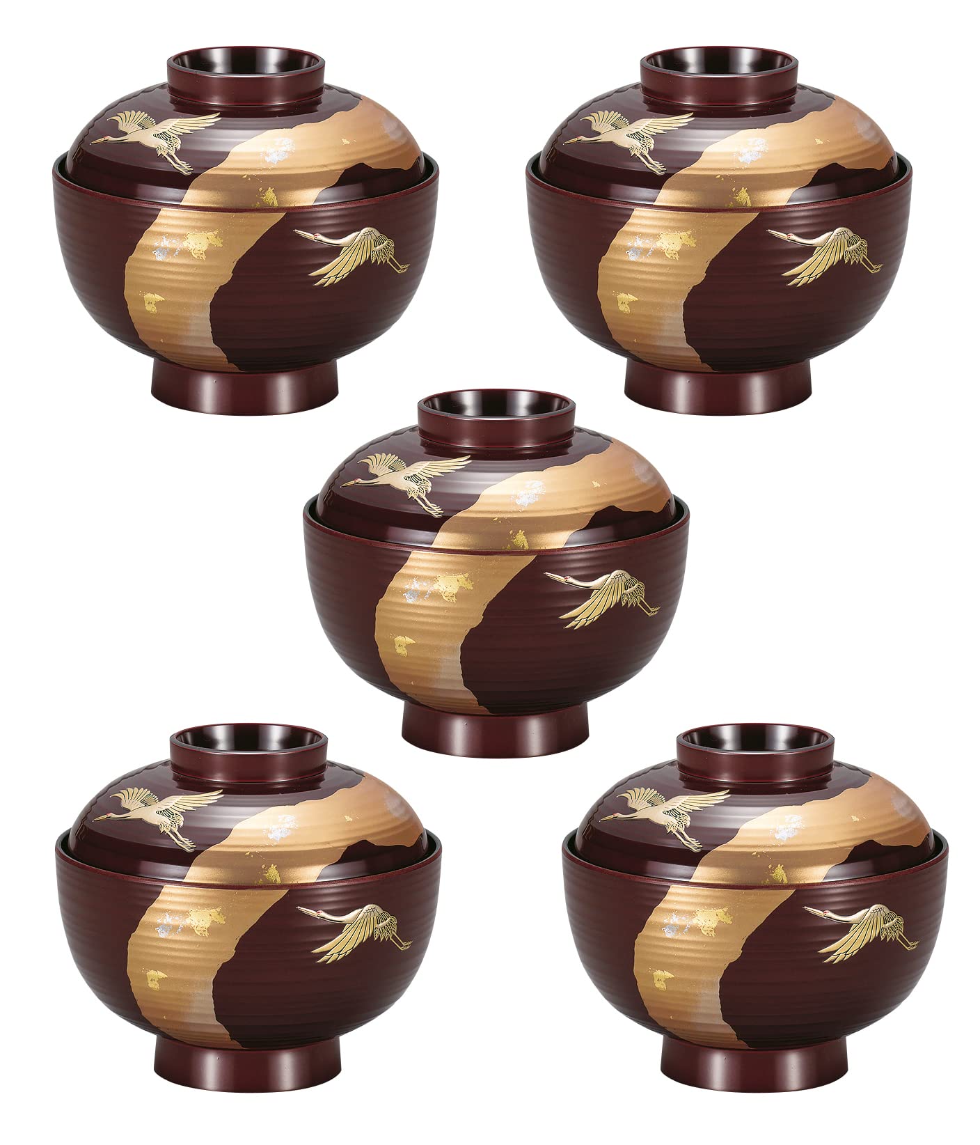 Amazon.co.jp: 中谷兄弟商会『山中漆器』吸物椀揃(5客入)金銀箔蒔絵 溜